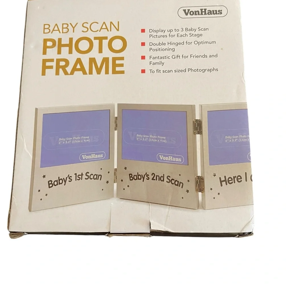 VonHaus Baby Scan Photo Frame Triple Hinged Ultrasound Sonogram Keepsake